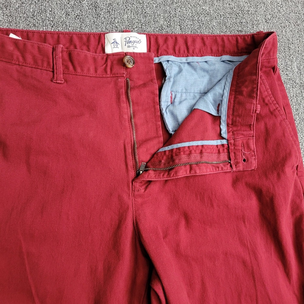 Penguin Munsingwear men's chino pants burgundy wine red 36 x 32 business casual - Picture 6 of 16